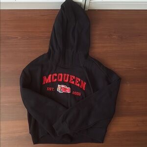 Black McQueen Hoodie with Red Accents